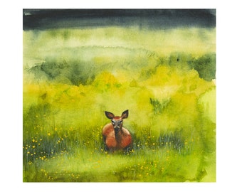 June Deer - Print of Original Watercolor