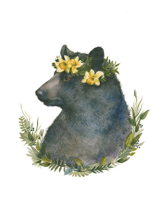 5月のクマ - 水彩画プリント - クマのアート - Etsy 日本