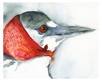 bird art - March Winds- Crane art