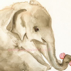 Baby Elephant art, elephant print, elephant painting . Elly- Archival print- baby elephant, nursery, children, girl, art