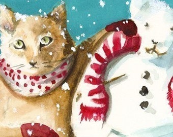 Bannière Chats Et Bonhomme De Neige En Jour D'hiver | Vecteur Premium