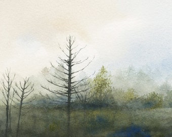 Foggy Spring Evening -  Print of watercolor