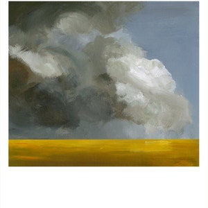 landscape painting, art, abstract landscape, gold, greyField Before the Storm landscape print image 2