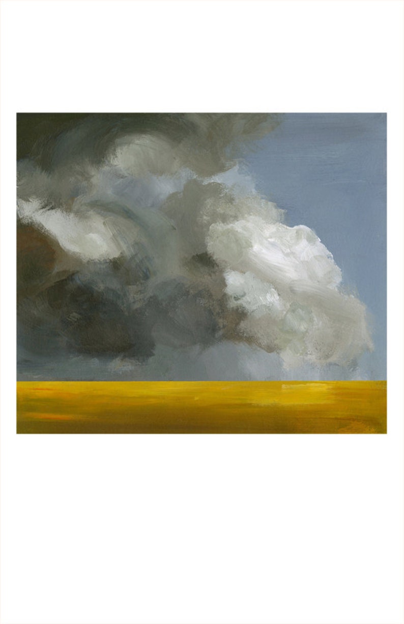 landscape painting, art, abstract landscape, gold, greyField Before the Storm landscape print image 2