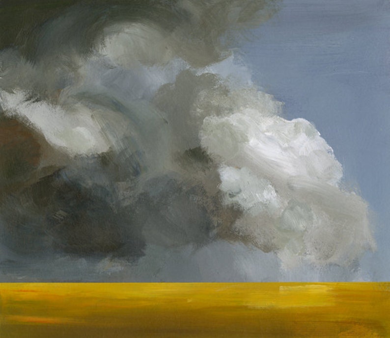 landscape painting, art, abstract landscape, gold, greyField Before the Storm landscape print image 1