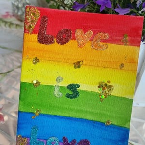 Grußkarte Pride Month Love Glitzer Aquarell