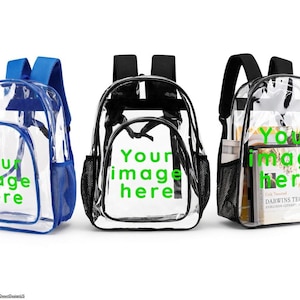 Custom PVC Backpack – Personalized Clear Backpack – Transparent Custom Pattern or Logo Bag – Festival / Travel / Stadium Bag