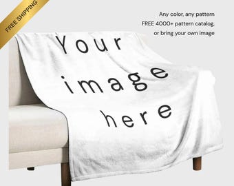 ANY COLOR | FREE Pattern Catalog 4000+ Images | Custom Photo Fleece Blanket | Personalized Throw Blanket | Your Image or Our Designs