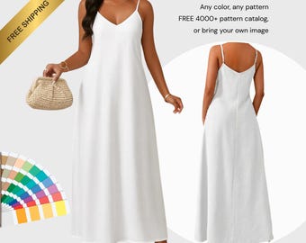 Lightweight, Breathable Custom V-Neck Maxi Dress: All-Over Print A-Line Summer Dress