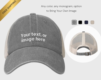 Custom Embroidered Denim Trucker Hat: Distressed Vintage Style