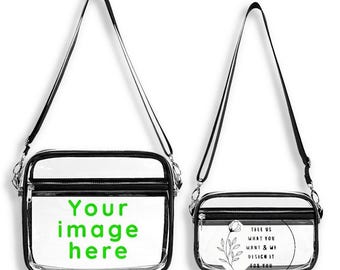 Transparent satchel set Two-piece, Front Print, Unique Print on Each Bag | ANY IMAGE | FREE custom logo design & unlimited mockups