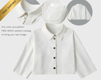 Customizable All-Over Print Cropped Cotton Jacket - Design Your Own