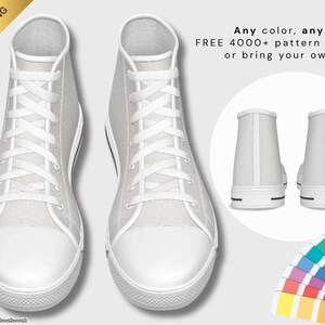Custom High Top Canvas Sneakers | ANY COLOR | FREE Pattern Catalog 4000+ Images | Men, Women & Children Sizes | Highbury Style Grip Chuck