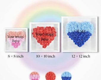 Custom Photo or Text – Personalized Heart-Shaped Flower Shadow Box