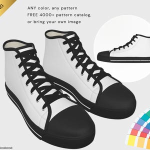 ANY COLOR | FREE Pattern Catalog 4000+ Images | Custom Men’s Canvas Shoes Chuck Style black with Scaly Grip Sole | Add Your Design & Text