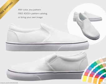 Customizable Canvas Slip-On Shoes: Personalized Design, Men, Women & Kids