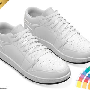 May include: A pair of white sneakers with a low-top design. The shoes have white laces, a perforated toe box, and a black sole. The sneakers are displayed on a white background.