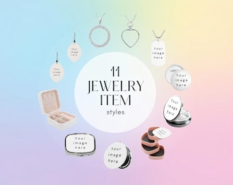 Custom Wooden Earrings and Jewelry | Personalized Photo Necklace, Keychain, Pill Box, Mirror & Storage Box | Gift for Her