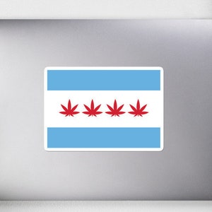 Bandeira de erva daninha de Chicago | adesivo | Etiqueta | Dispensário | Cultivado em casa | Pequenas Empresas | Distribuidor