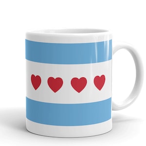 Bandera de Chicago, taza, corazones y código de área 312