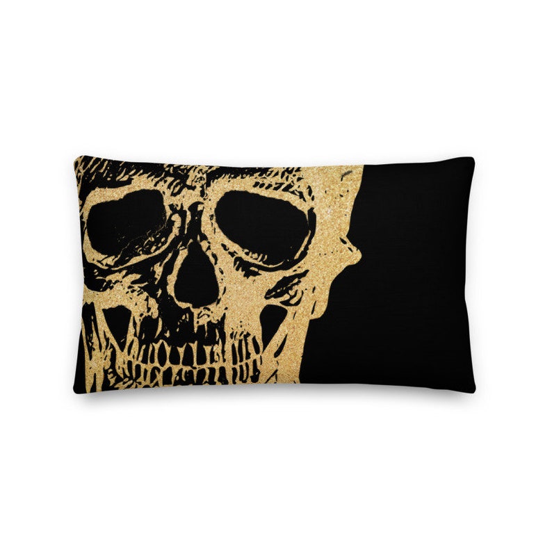 Glamour Black /& Gold Halloween Skull Premium Accent Pillow