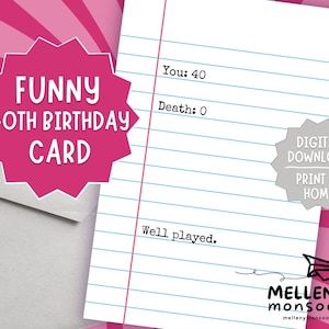 Funny 40th Birthday Card Instant Download, Printable Birthday Card, Funny 40th Birthday Printable, Card For Her, Card For Him, For Friend