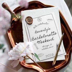 Chicago Bachelorette Weekend Invitation Template | Hand Drawn Chicago Doodles Itinerary | Minimalist Chicago | Bachelorette Editable Invite