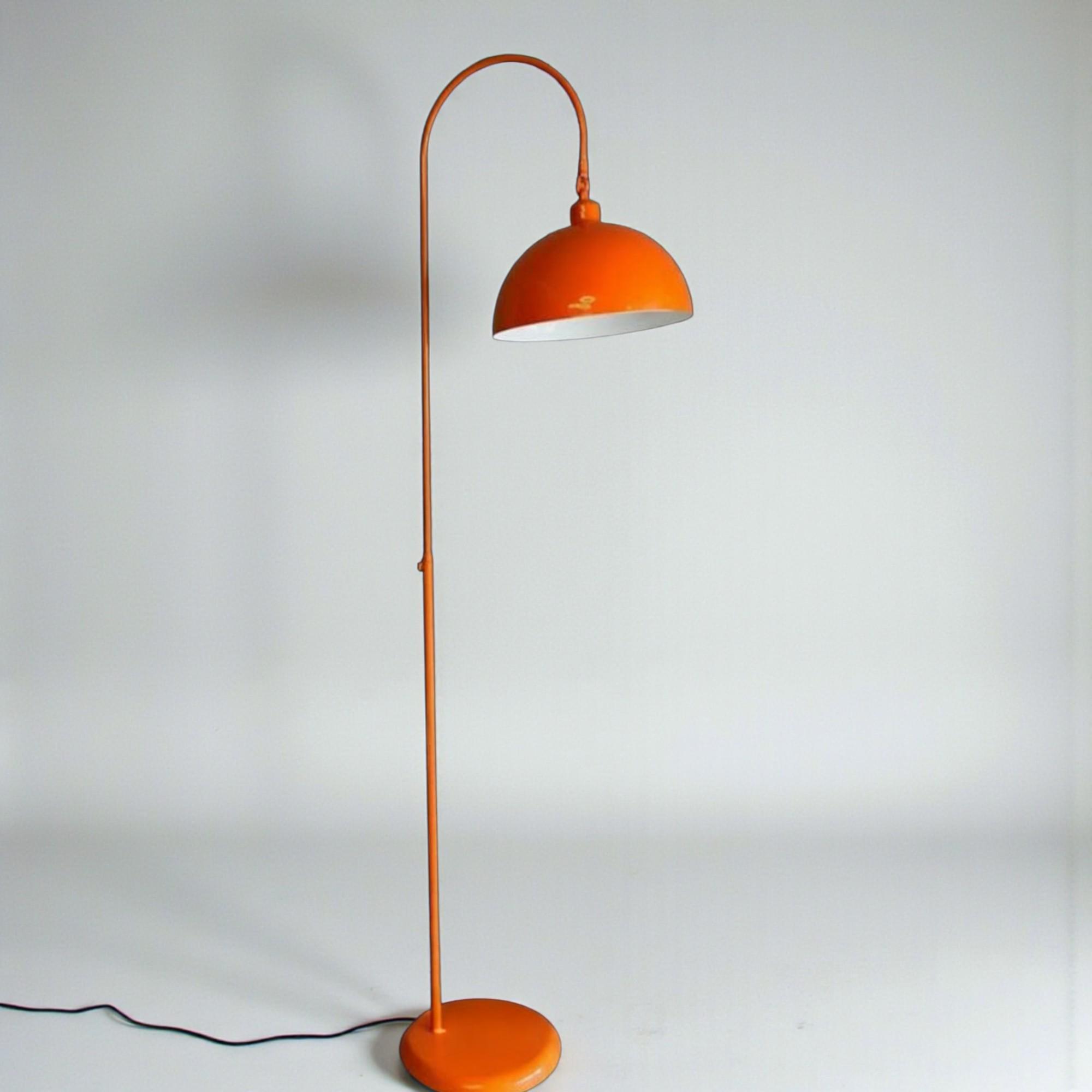 Mid Century Orange Arc Floor Lamp • Retro Unusual Standing Lamp ...