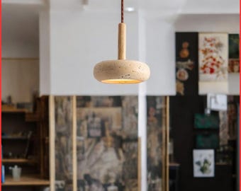 Stone Pendant Lamp, Modern Pendant Light, Natural Stone Hanging Lamp, Bedside Pendant Light, Kitchen Island Lighting,  Stylish Home Decor