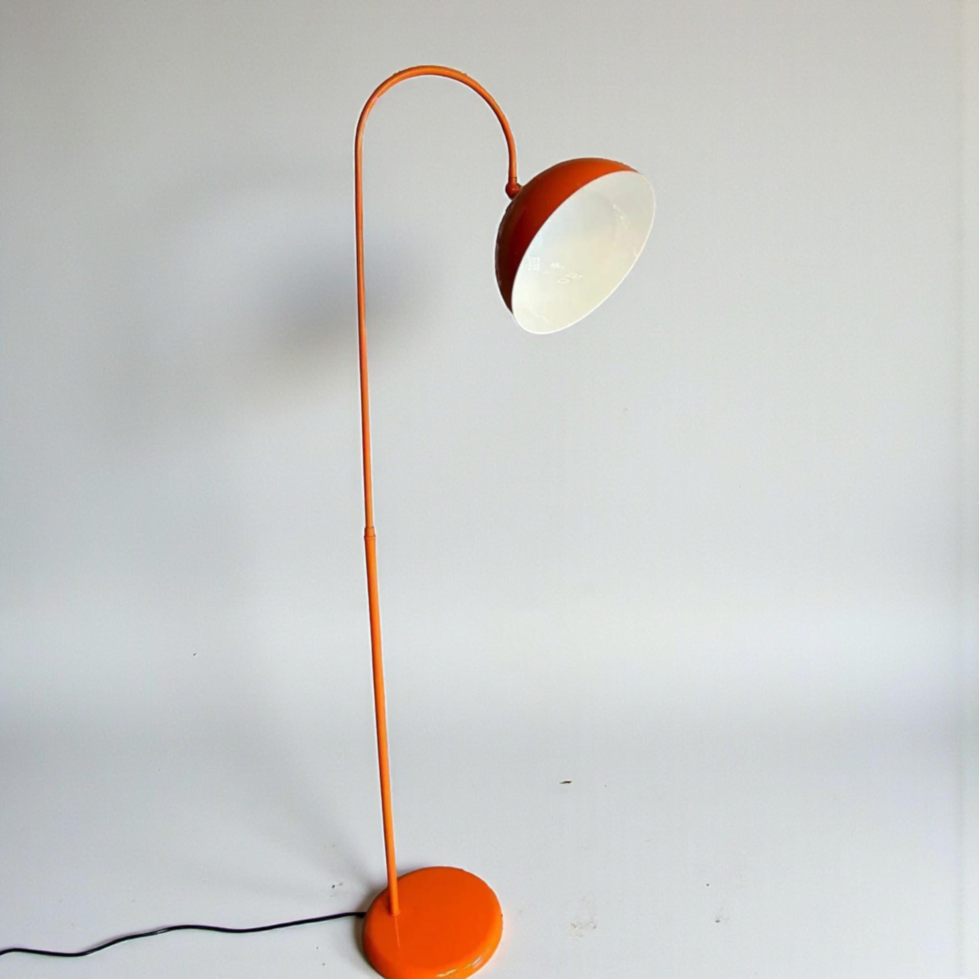 Mid Century Orange Arc Floor Lamp • Retro Unusual Standing Lamp ...