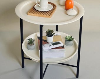 Modern Steel Round Side Table • Industrial End Table