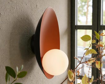 Modern Orange Round Wall Sconce • Japandi Minimalist Light