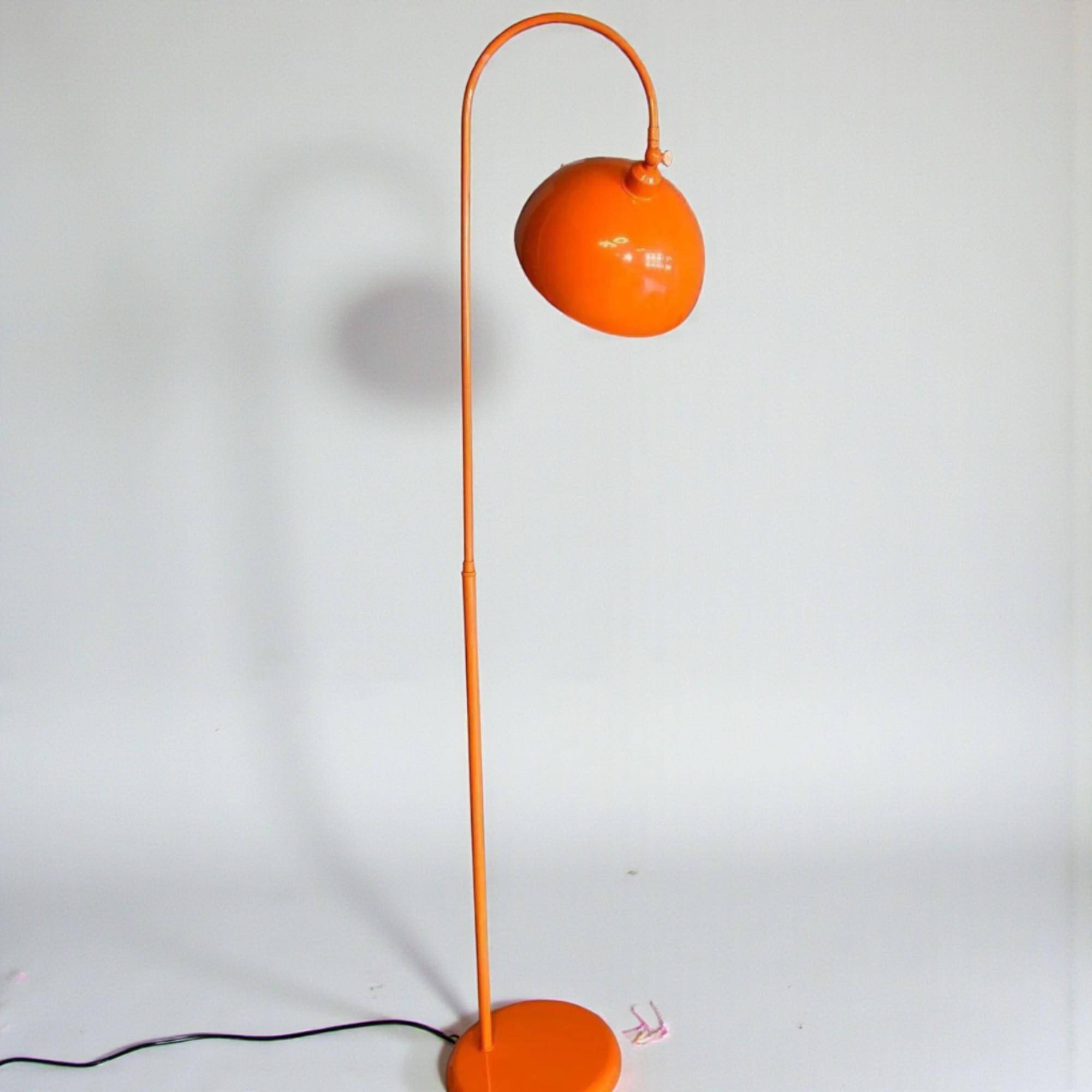 Mid Century Orange Arc Floor Lamp • Retro Unusual Standing Lamp ...