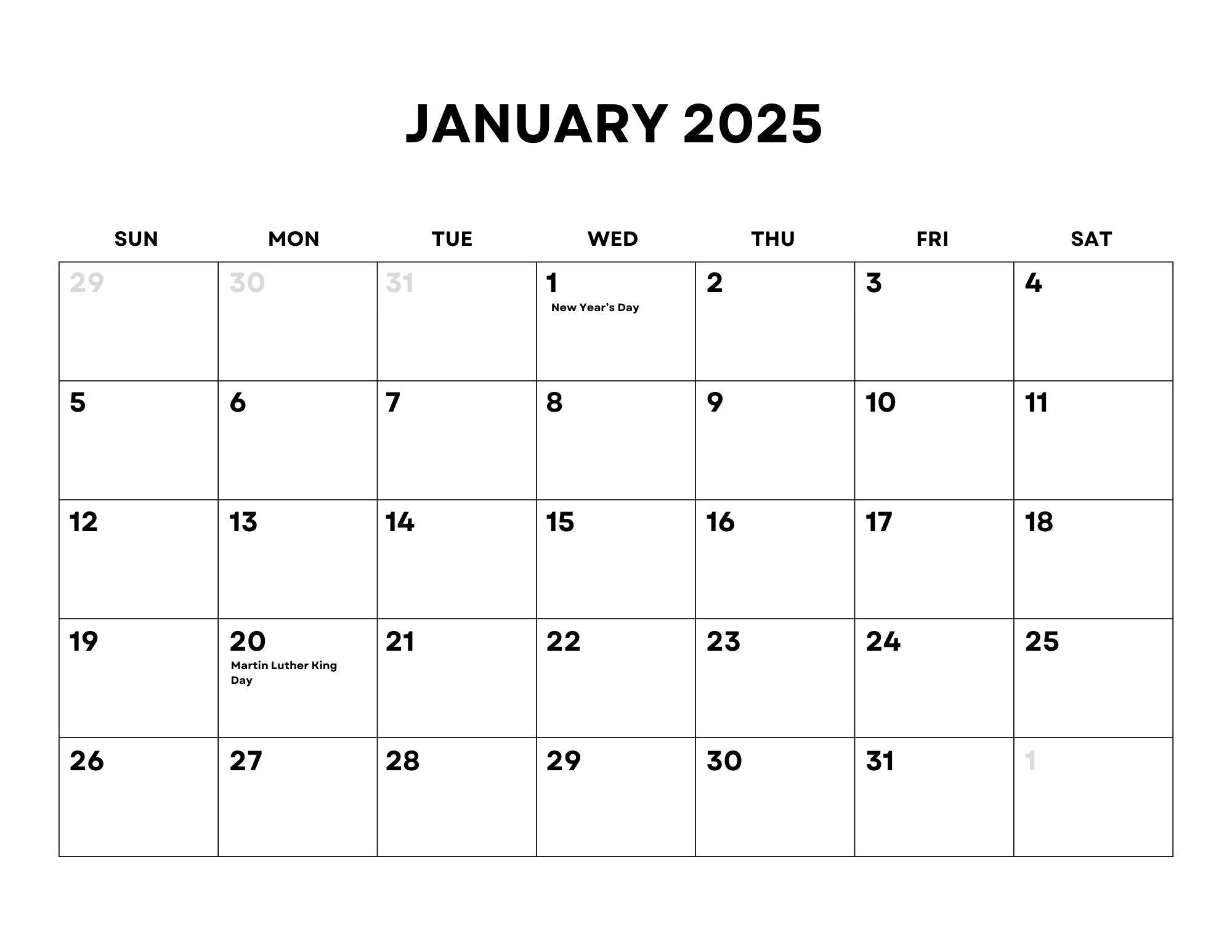 2025 Calendar Monthly Printable Etsy 2025 Calendar Monthly Printable Etsy