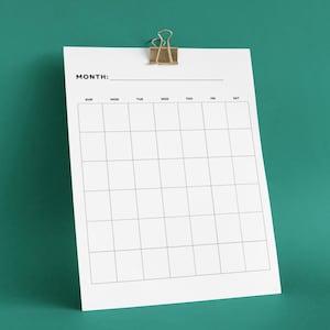 Blank Calendar Printable Landscape and Portrait - Etsy
