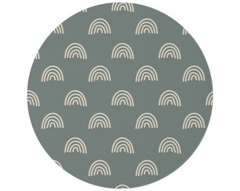 Tapis rond vert arc-en-ciel de 5 pi pour chambre de bébé - Tapis pour chambre d'enfant fantaisiste