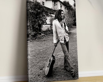 Stampa di chitarra di Bob Marley, fotografia in bianco e nero, qualità museale