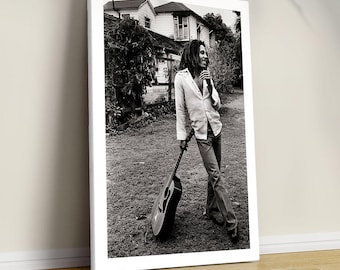 Stampa di chitarra di Bob Marley, fotografia vintage in bianco e nero, qualità museale