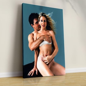 Iconic Carrie & Mr. Big Poster, Black and White SATC Wall Art Decor -  Canvas