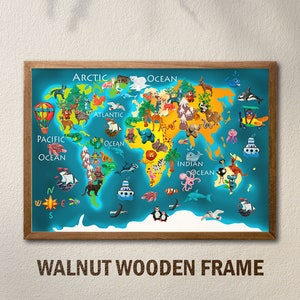 Weltkarte Karte, Kinderzimmer Dekoration, Weltkarte Karte, Kinderzimmer Dekor,Lernposter,Leinwand,Bild