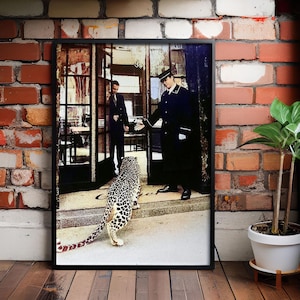 Black and White - Panther in the Jewelry Shop Print - Vintage Photography - Fashion Print - 1950s - Wall Art - Cheetah Poster - Canvas