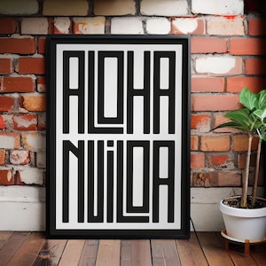 Aloha Typography Art Print: Hawaii Coastal Beach House Decor