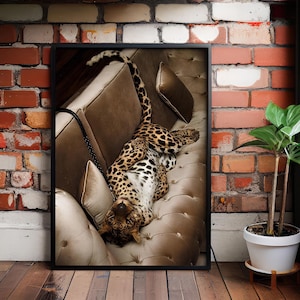 Fashion Poster- Panther in the Jewelry Shop Print - Vintage Photography - Fashion Print - 1950s - Wall Art - Cheetah Poster - Canvas