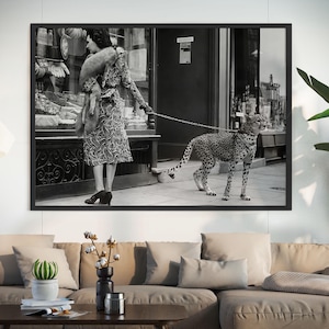 Fashion Poster- Panther in the Jewelry Shop Print - Vintage Photography - Fashion Print - 1950s - Wall Art - Cheetah Poster - Canvas