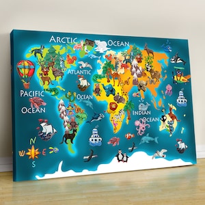 Weltkarte Karte, Kinderzimmer Dekor, Lernposter, Kinderzimmer Dekor, Kinderzimmer Dekor, Weltkarte, Grundschule