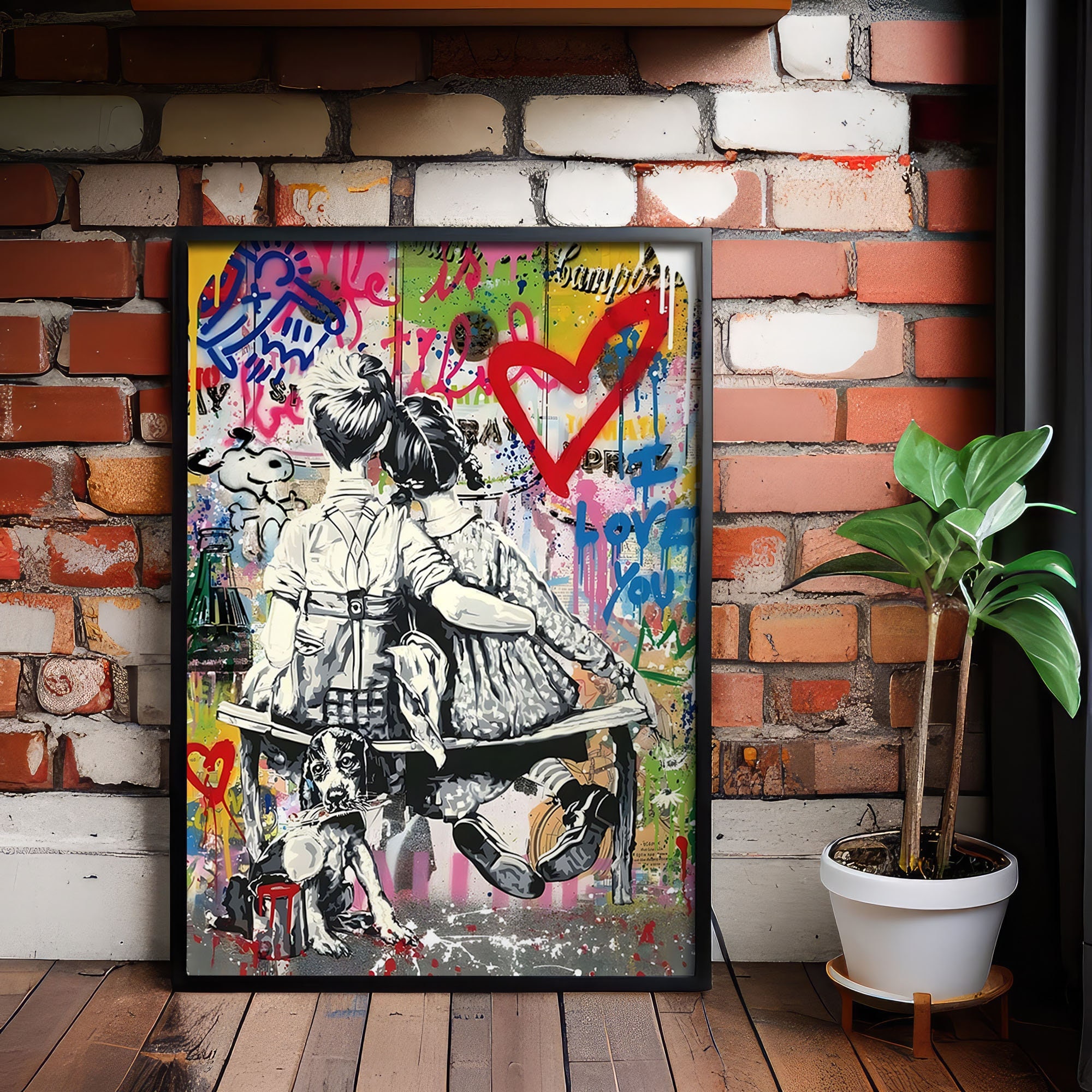 Banksy wall art, Banksy ı will love you forever art , street art print, graffiti wall art - Canvas Poster - Gift - Christmas