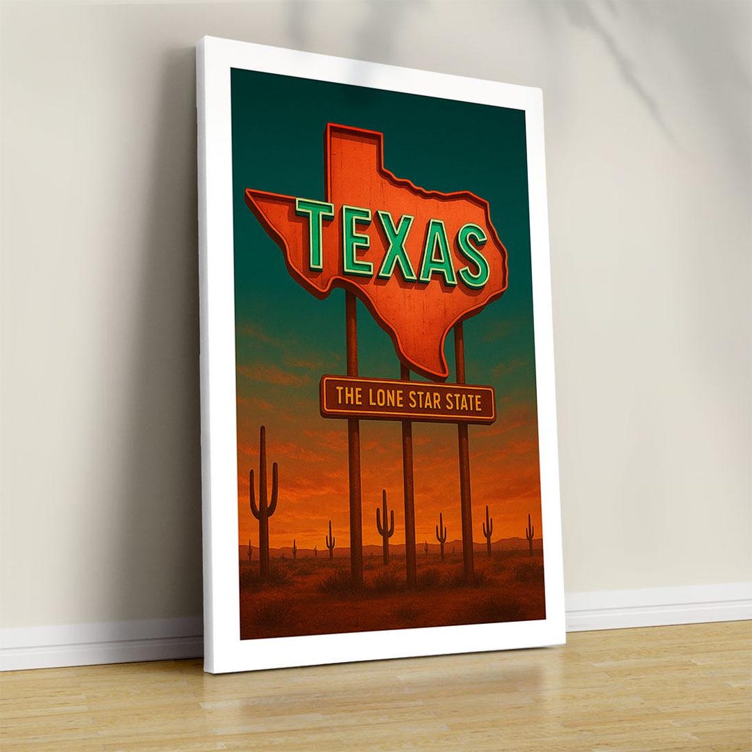 Texas Rustic Sign Vintage Texas Sign Art Print: Rustic Western Home Decor - Canvas ...