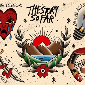 The Story So Far pop punk american traditional tattoo flash sheet