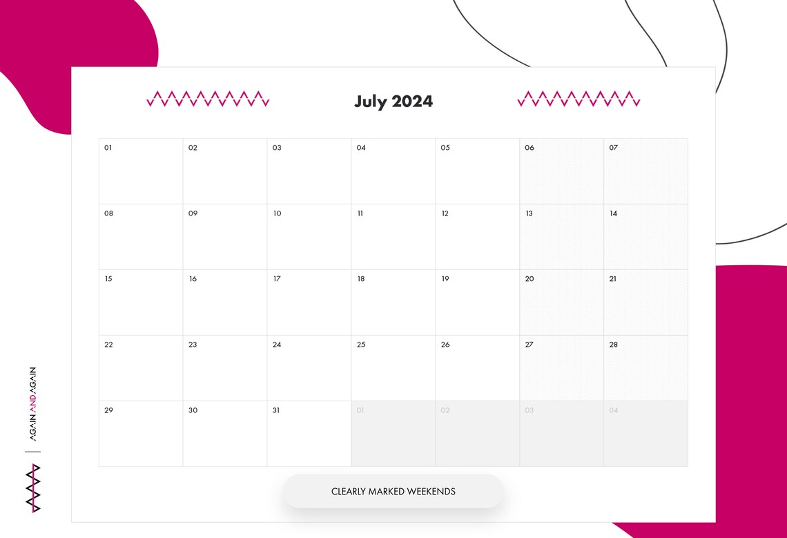 Printable 20242025 Calendar Bundle A4 Landscape Format With Daily