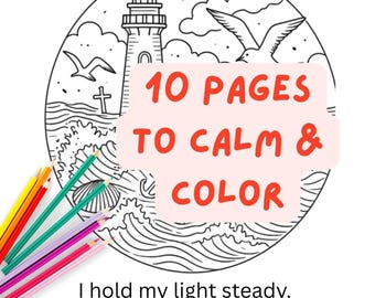 Mindfulness Leuchtturm Malvorlagen • Beruhigende Küsten Szenen für Stress, Angst Relief & Entspannung • Vorgeburtliche Wehen und Schmerzablenkung